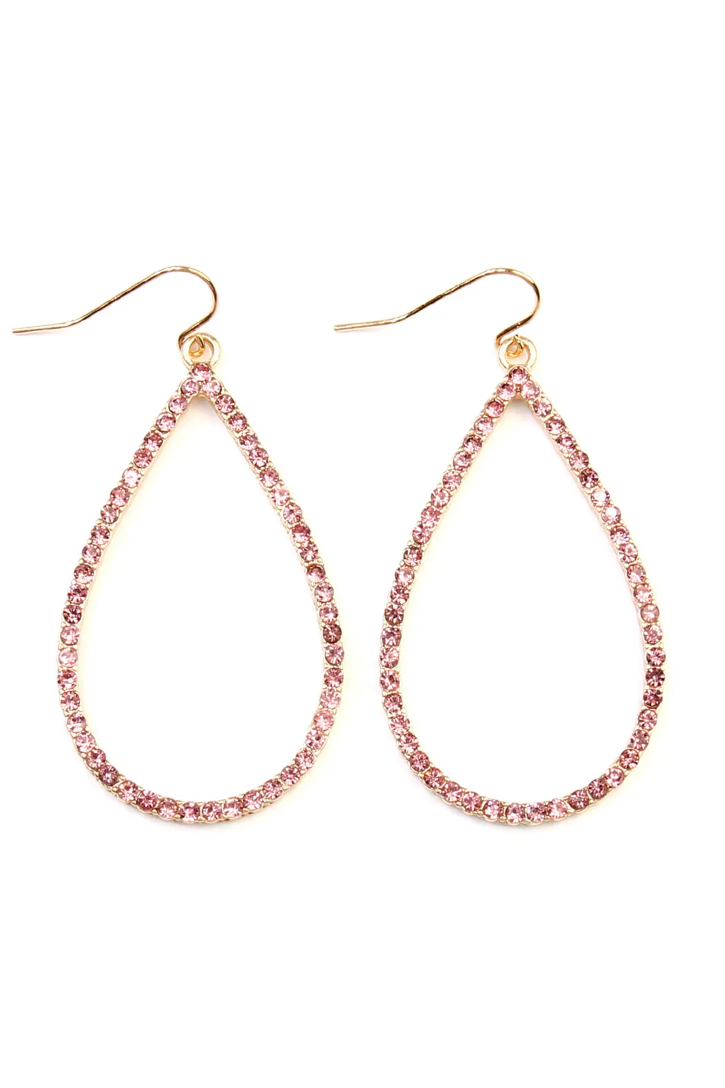 RHINESTONE TEARDROP HOOK EARRINGS