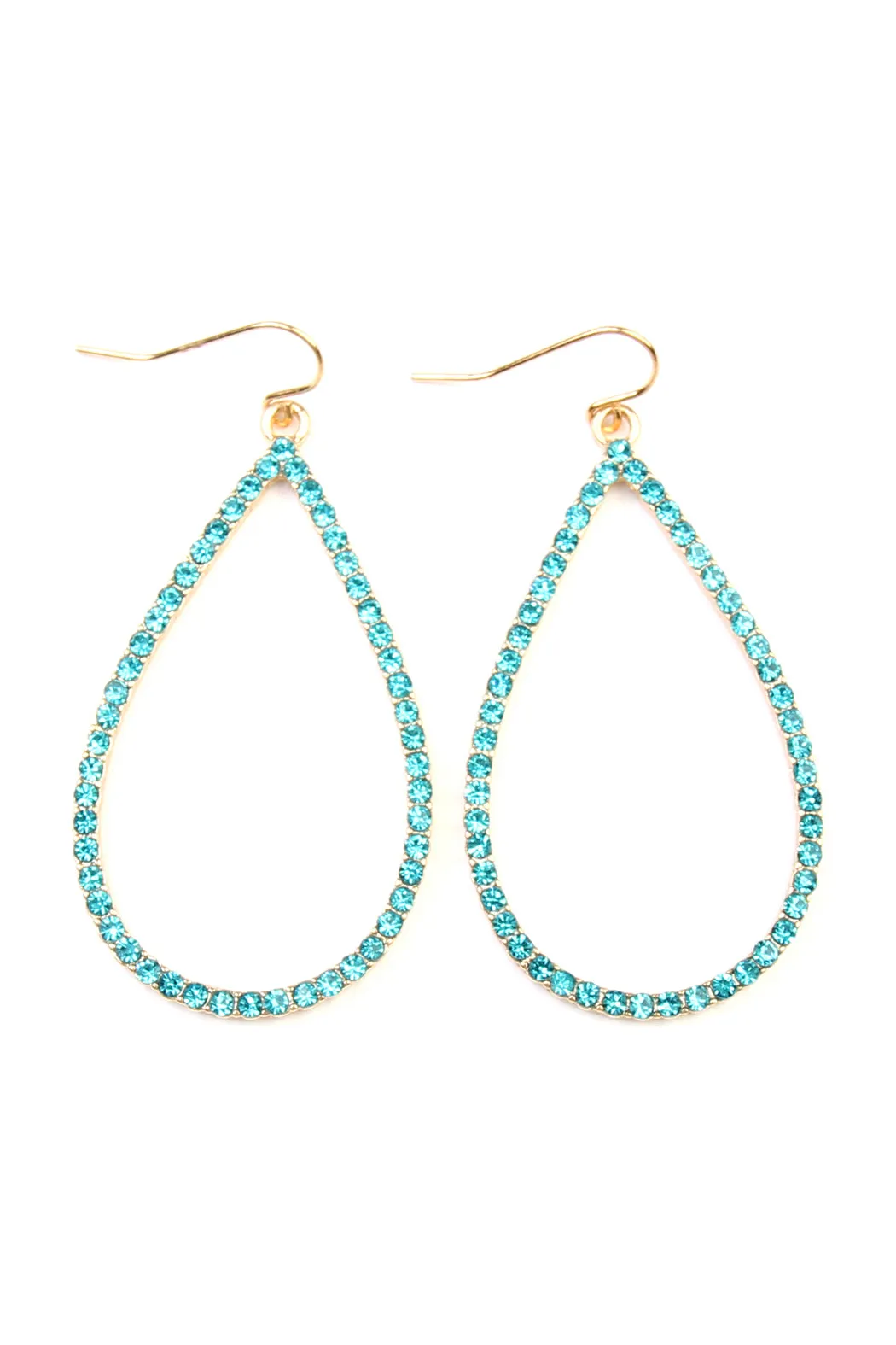 RHINESTONE TEARDROP HOOK EARRINGS