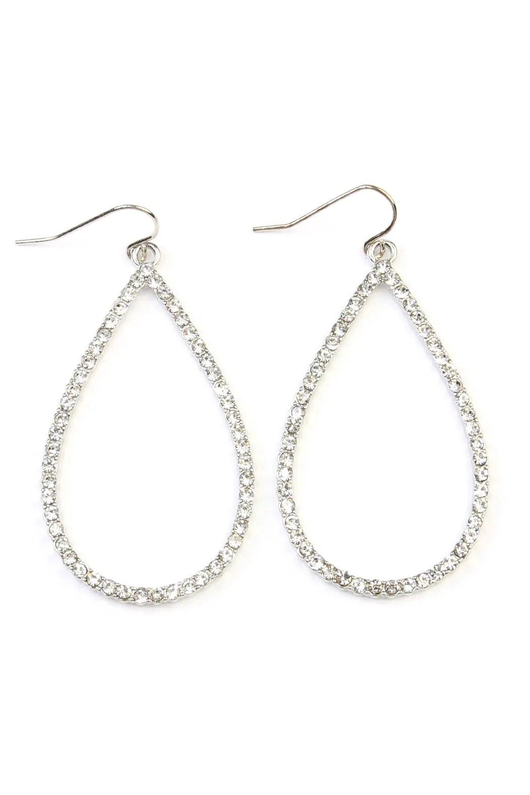 RHINESTONE TEARDROP HOOK EARRINGS