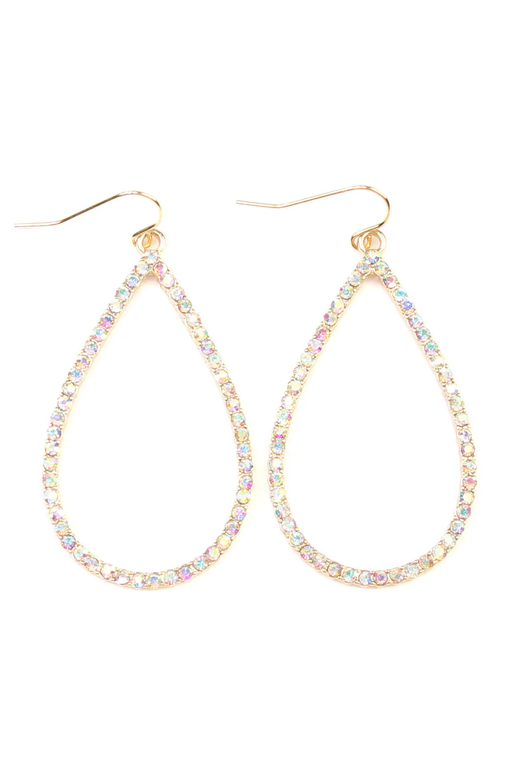 RHINESTONE TEARDROP HOOK EARRINGS