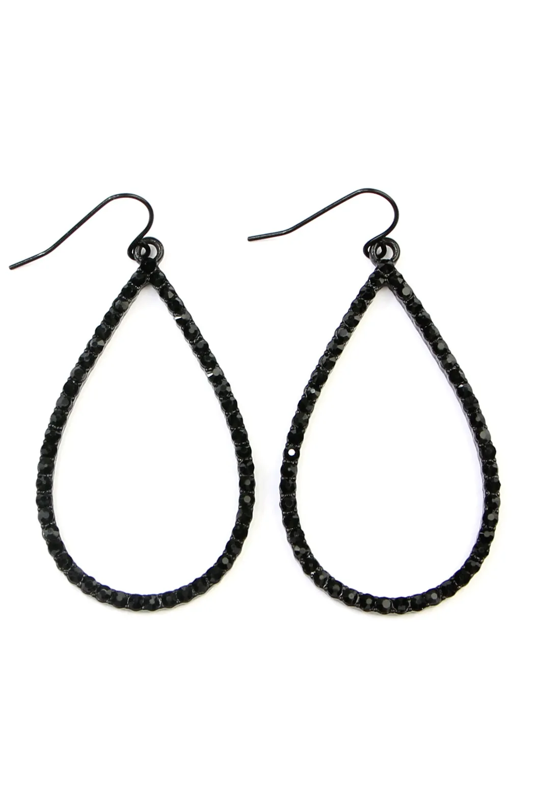 RHINESTONE TEARDROP HOOK EARRINGS