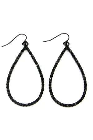 RHINESTONE TEARDROP HOOK EARRINGS