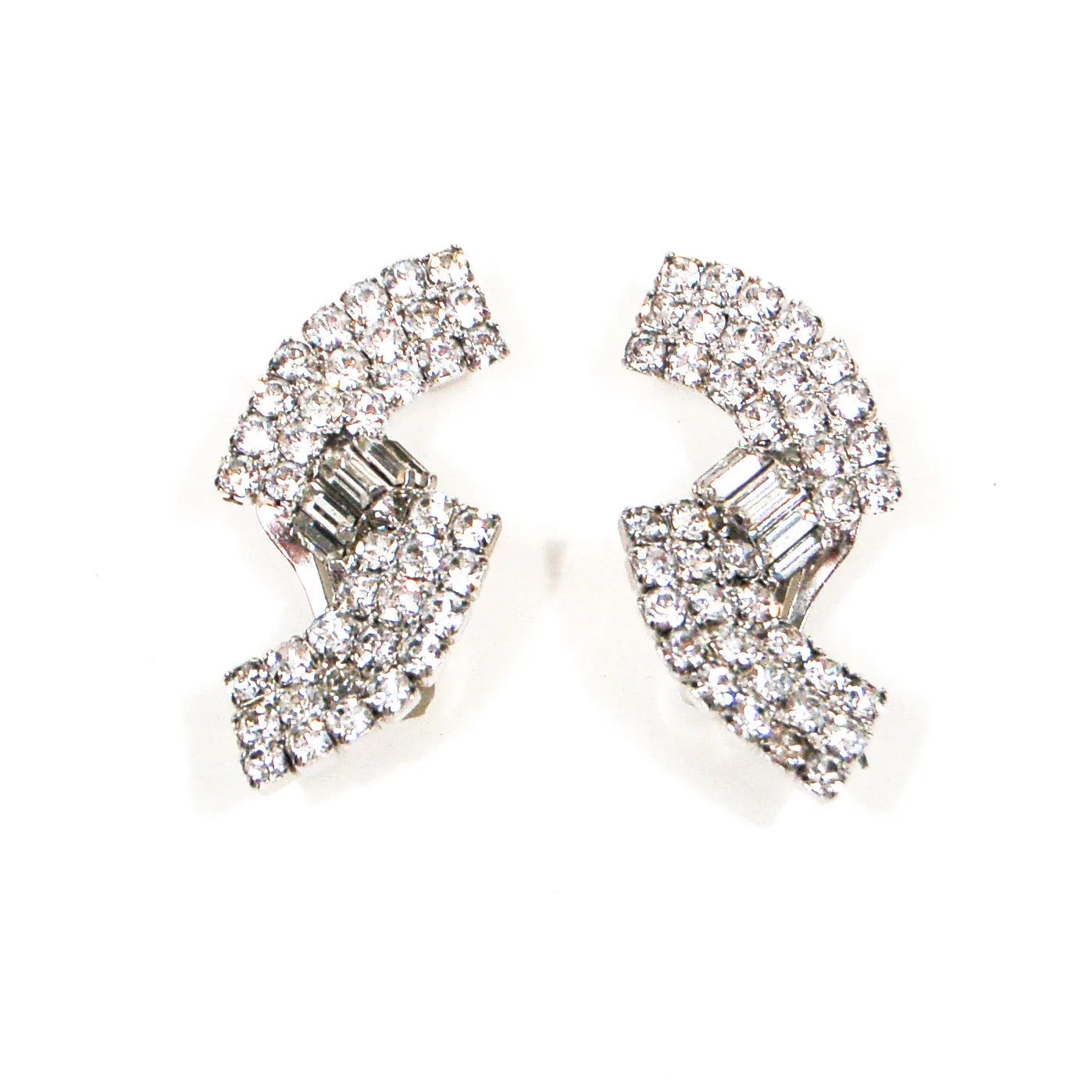 Rhinestone Wave Ear Crawler Earrings