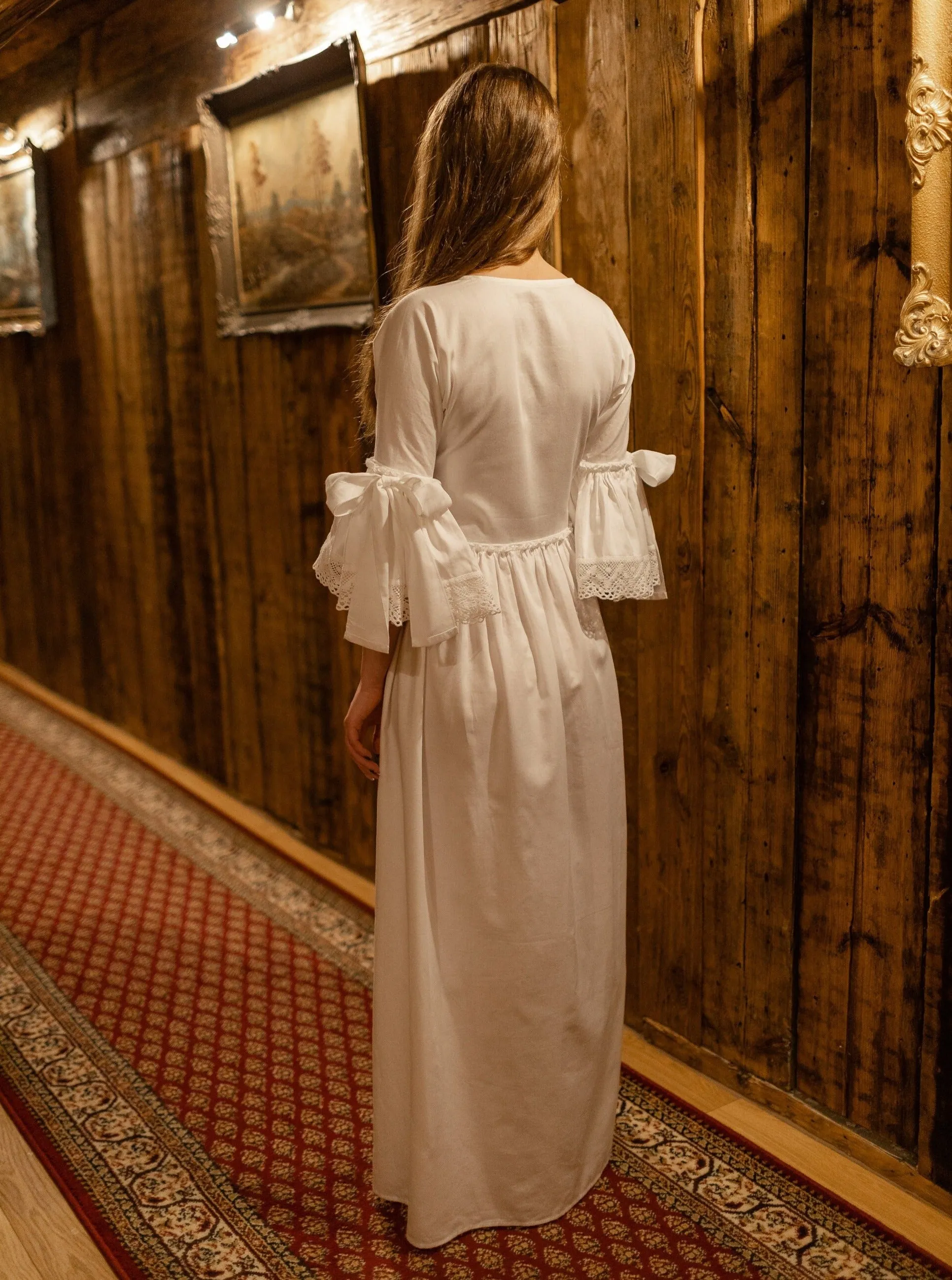 Rococo Nights Robe in White Cotton