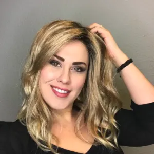 Romantic gold medium long micro volume wig