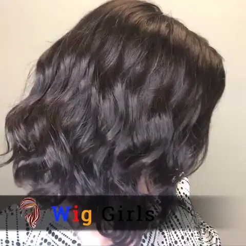 Romantic natural black shoulder roll wig