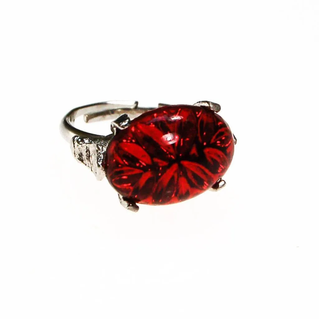 Ruby Red Cabochon Rhinestone Statement Ring