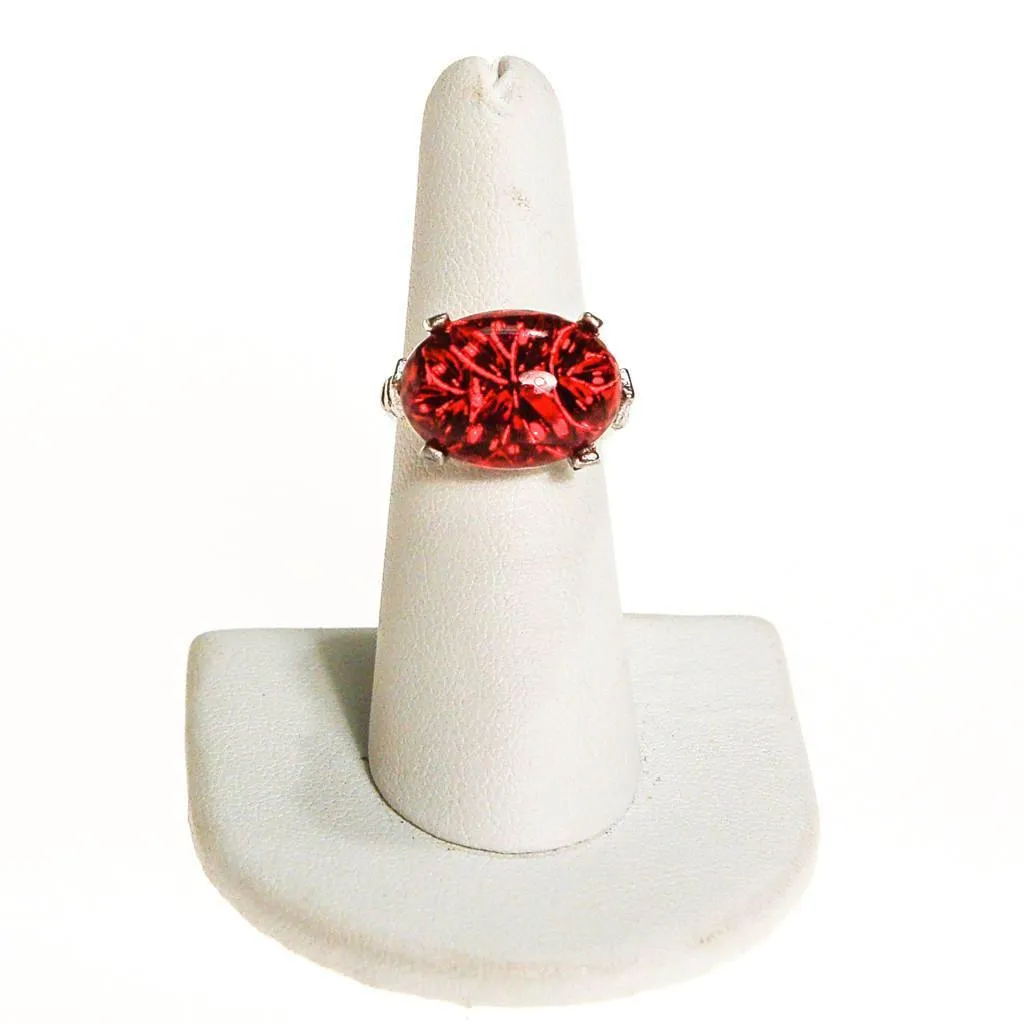 Ruby Red Cabochon Rhinestone Statement Ring