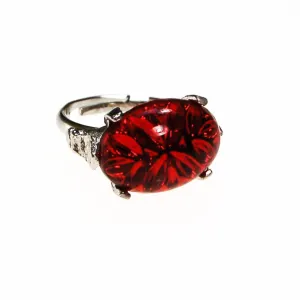 Ruby Red Cabochon Rhinestone Statement Ring