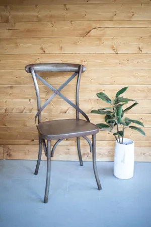 Rustic Iron Cross Back Dining Chair (Pack of 2)