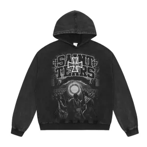 Saint Tears Washed Vintage Hoodie - Washed Black