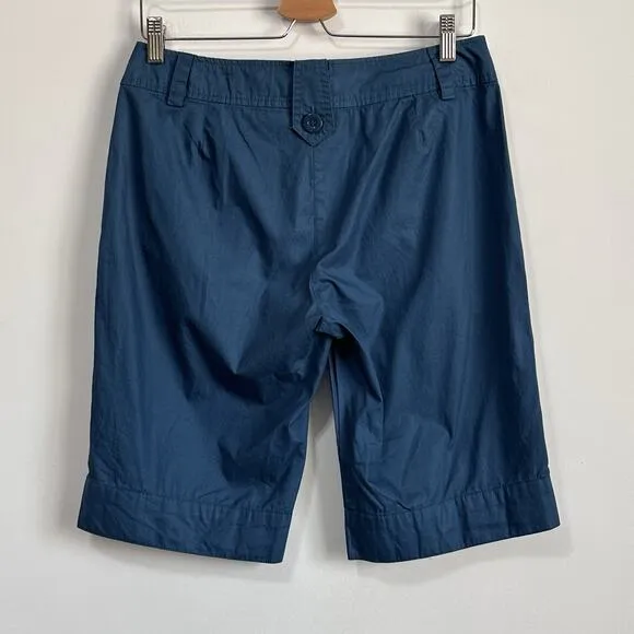 Sandro Shorts Size 6 12&quot; Inseam Cotton Bermuda Classic Teal Summer Casual NWOT