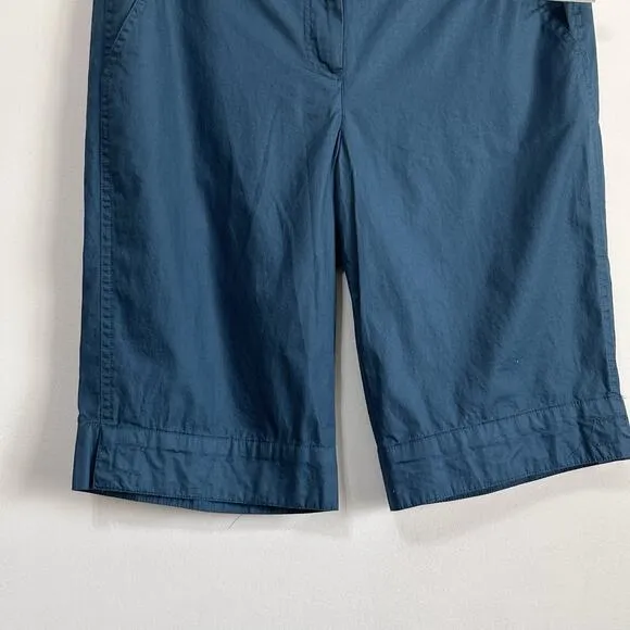 Sandro Shorts Size 6 12&quot; Inseam Cotton Bermuda Classic Teal Summer Casual NWOT