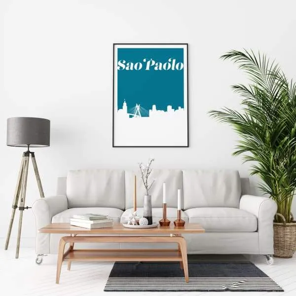 Sao Paolo, Brazil retro inspired city skyline