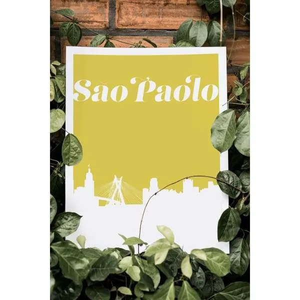 Sao Paolo, Brazil retro inspired city skyline