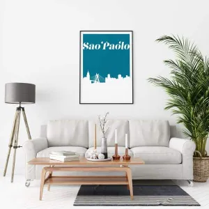 Sao Paolo, Brazil retro inspired city skyline