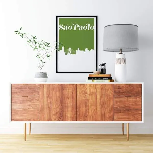 Sao Paolo, Brazil retro inspired city skyline