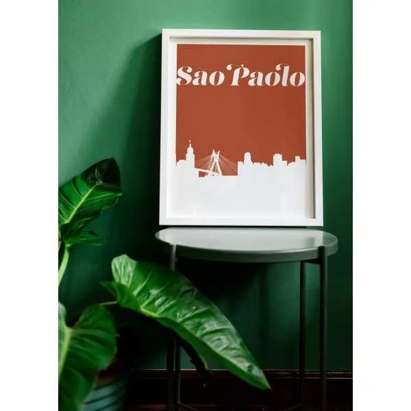 Sao Paolo, Brazil retro inspired city skyline