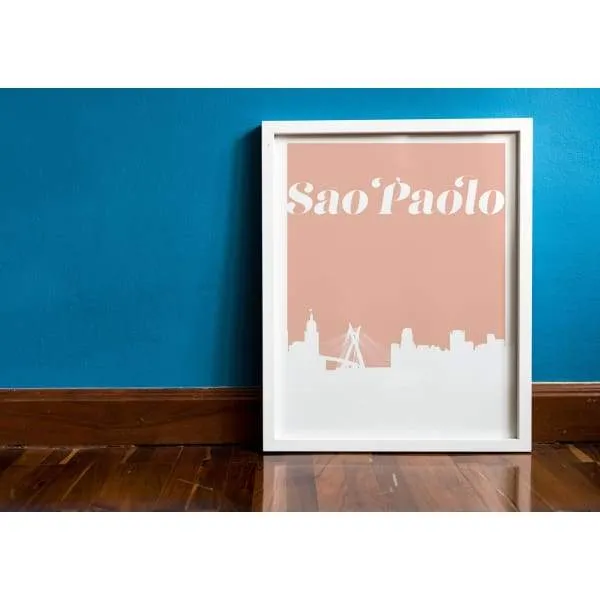 Sao Paolo, Brazil retro inspired city skyline