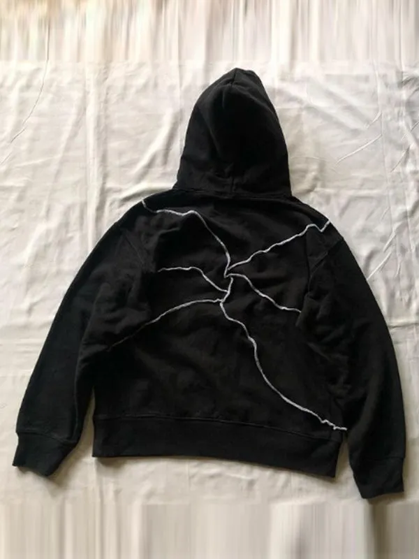 Schwarzer Vintage Augenmuster Oversized Hoodie