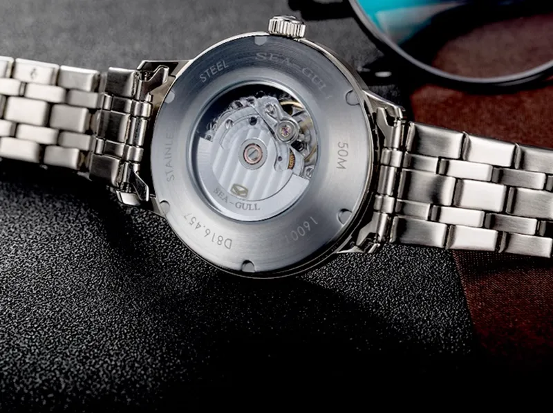 Sea-Gull Simple Business 40mm Exhibition Back Automatic Men's Watch D816.457