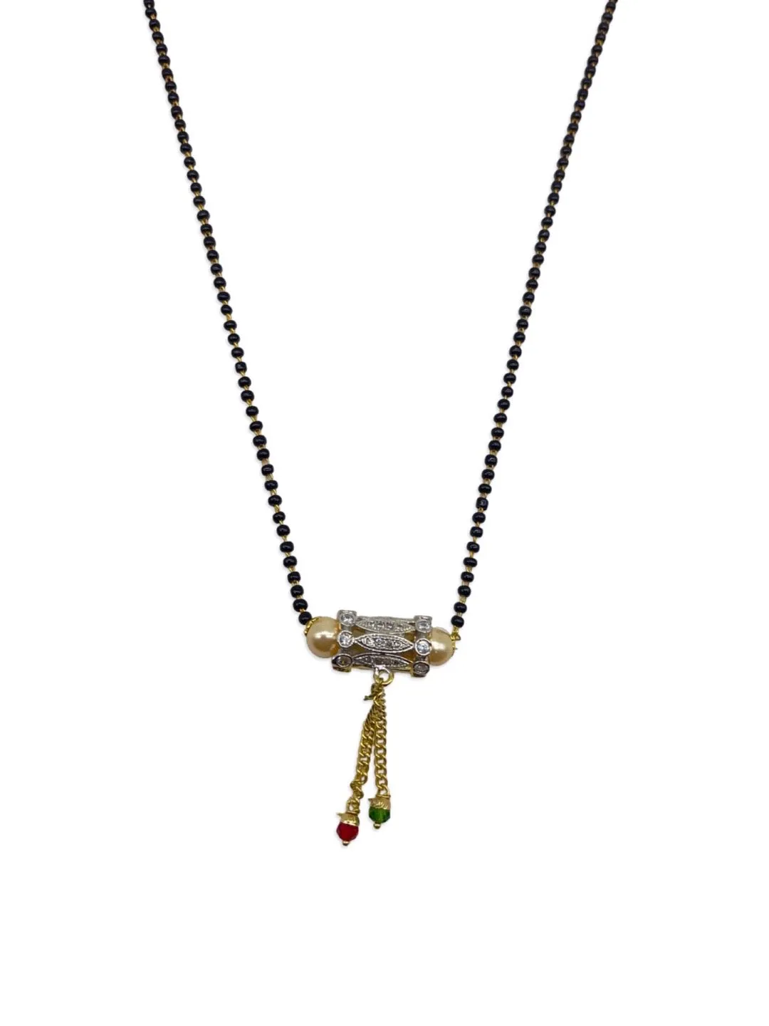 Short Mangalsutra Designs Gold Plated Latest American Diamond Pendant Multi-Color Mani Latkan Mangalsutra
