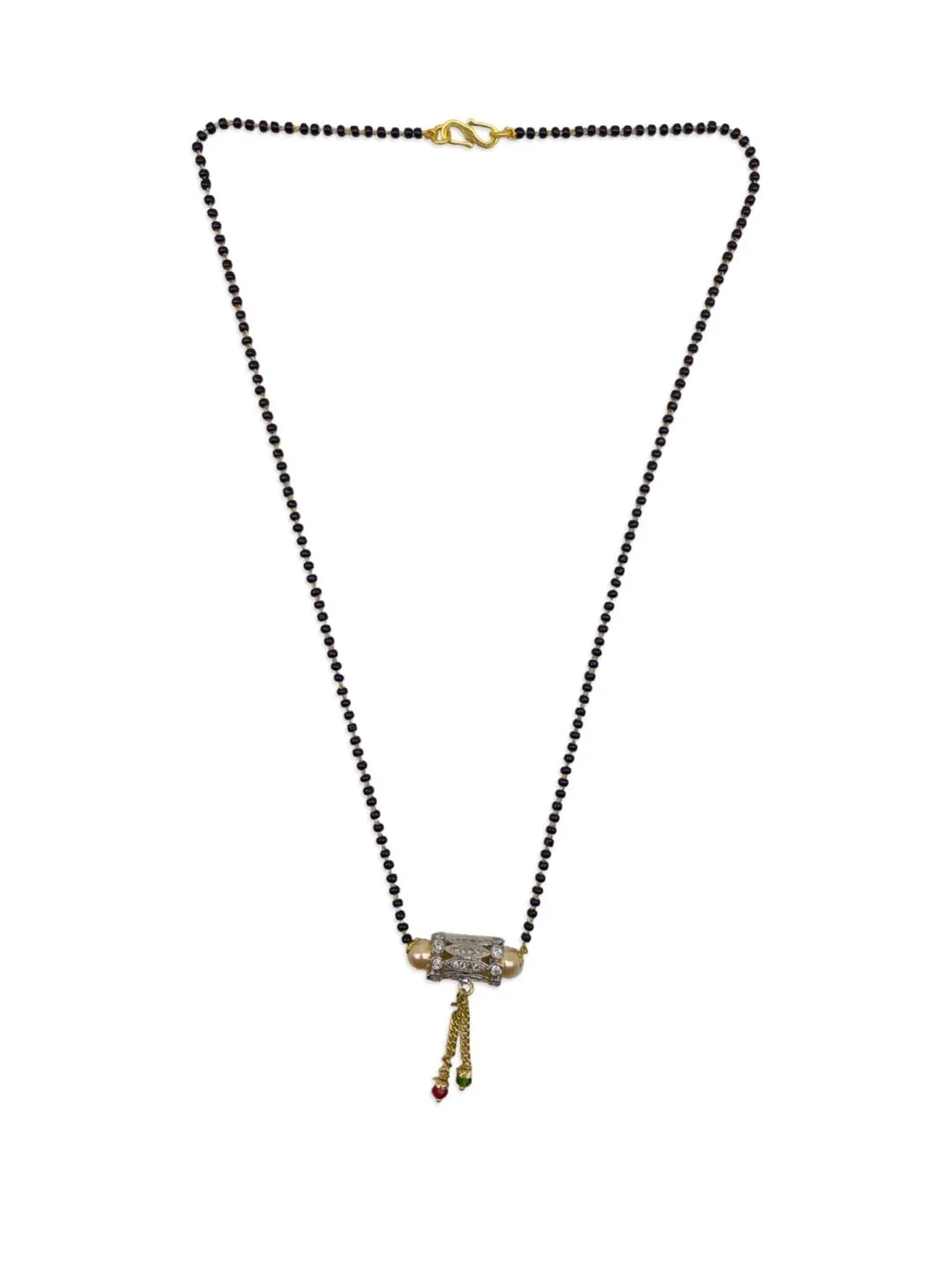 Short Mangalsutra Designs Gold Plated Latest American Diamond Pendant Multi-Color Mani Latkan Mangalsutra