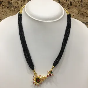 Short Mangalsutra Designs Gold Plated Latest Enamal Work Pearls Pendant Multilayer Mangalsutra