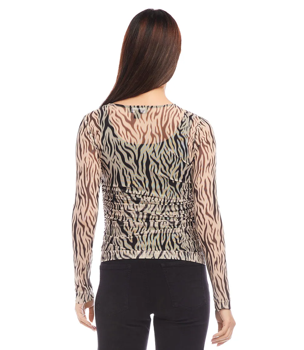 Side Shirred Mesh Top