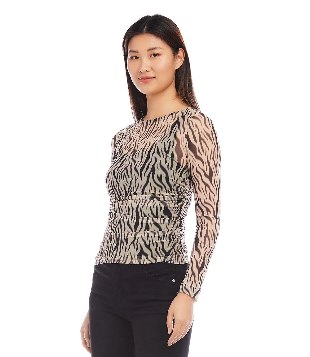Side Shirred Mesh Top