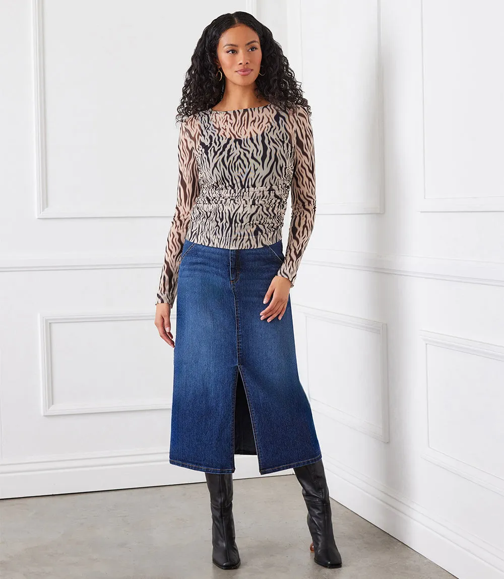 Side Shirred Mesh Top
