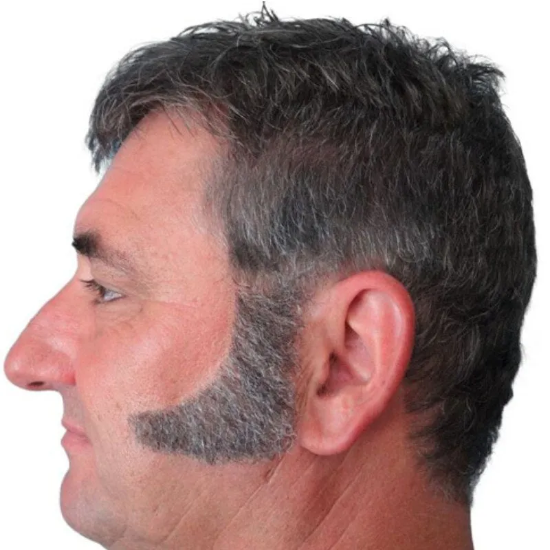 Sideburns 70's Curved Human Hair - Thick
