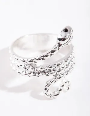 Silver Etched Snake Ring