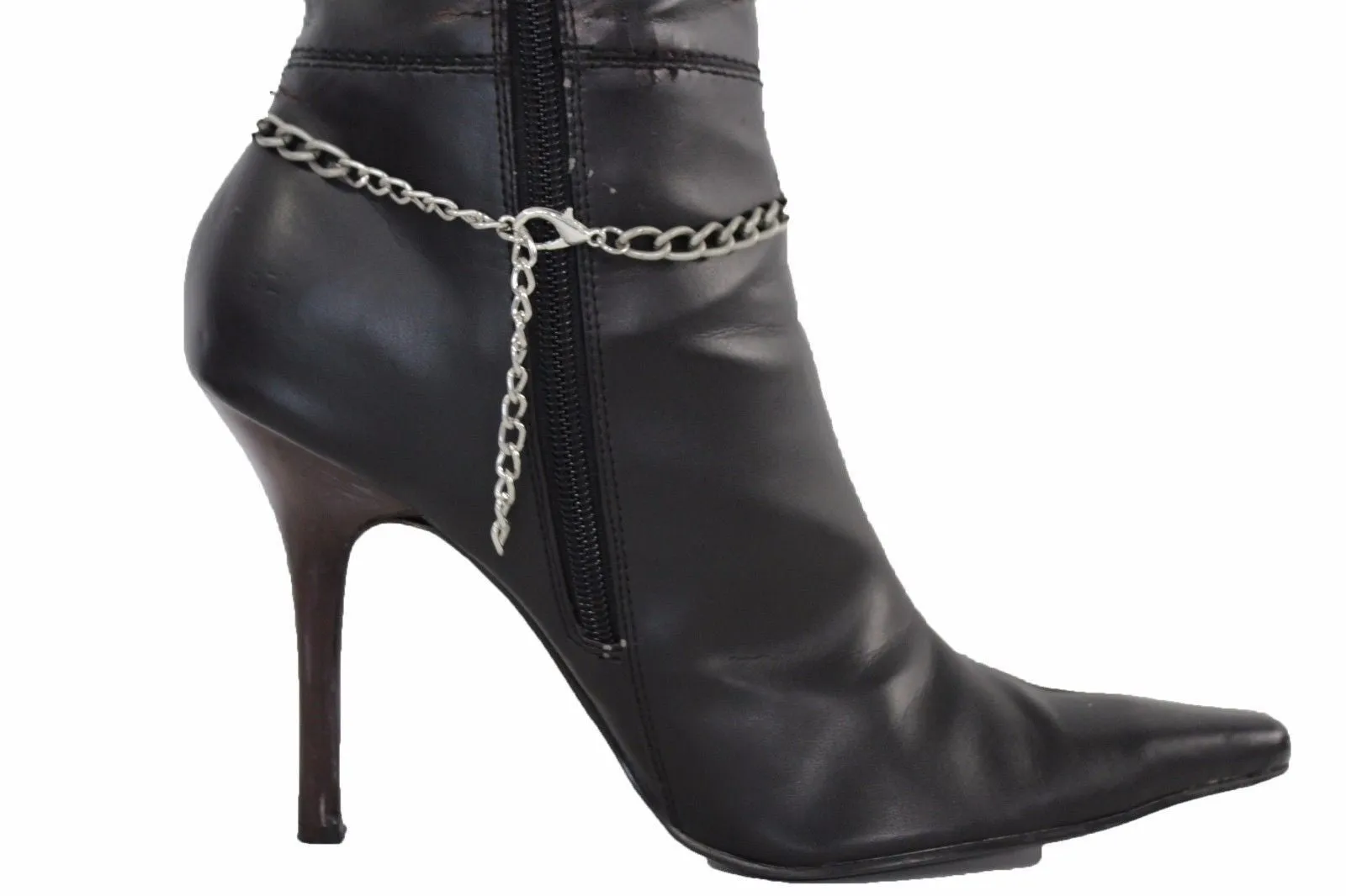 Silver Metal Chain Anklet Shoe Antique Charm Beads Boot Bracelet