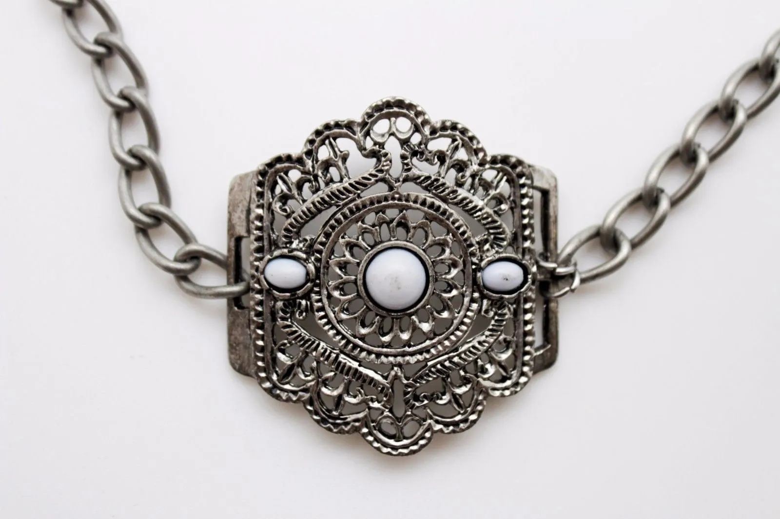 Silver Metal Chain Anklet Shoe Antique Charm Beads Boot Bracelet