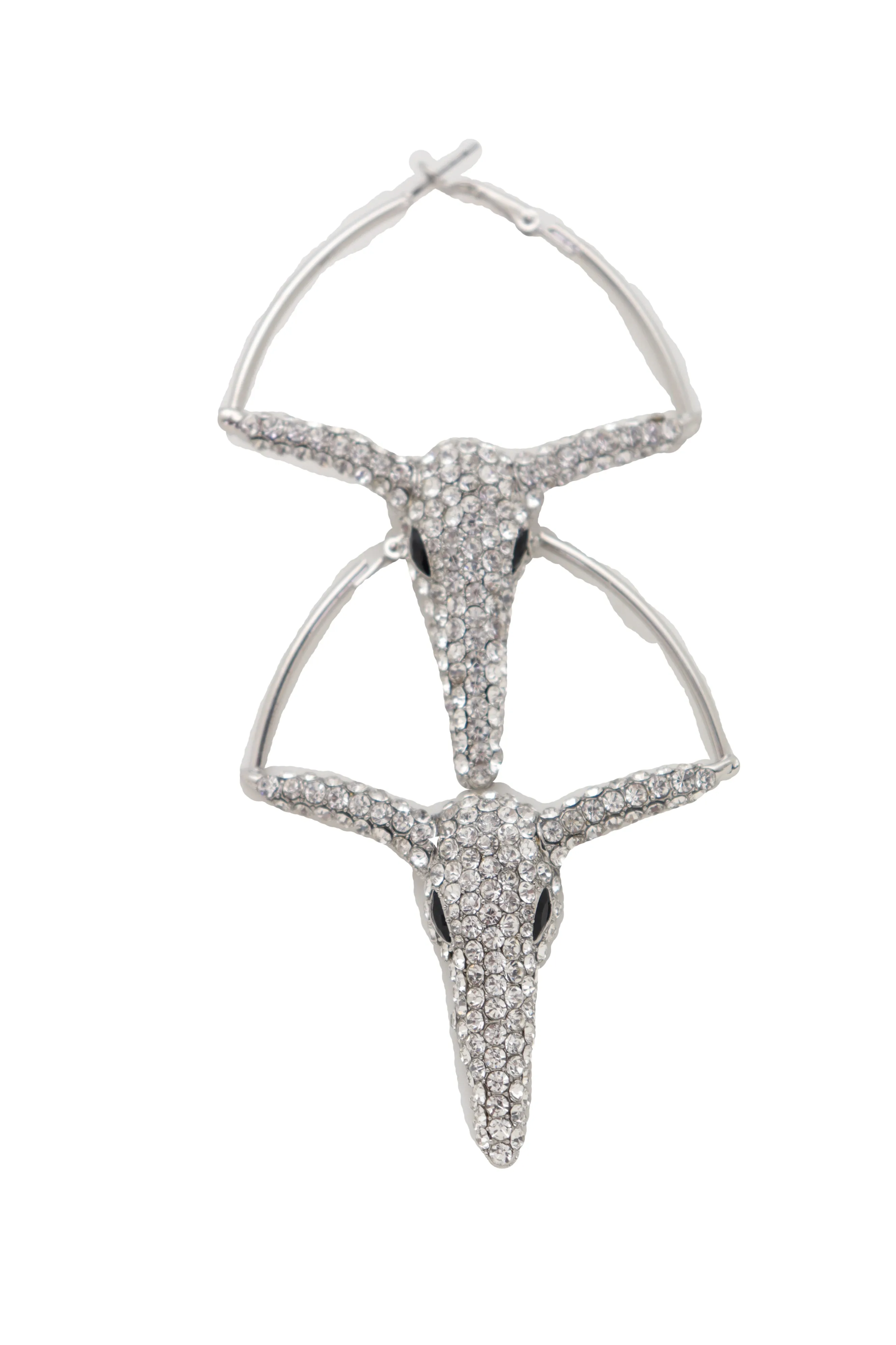 Silver Rhinestone Texas Longhorn Hoop Earrings