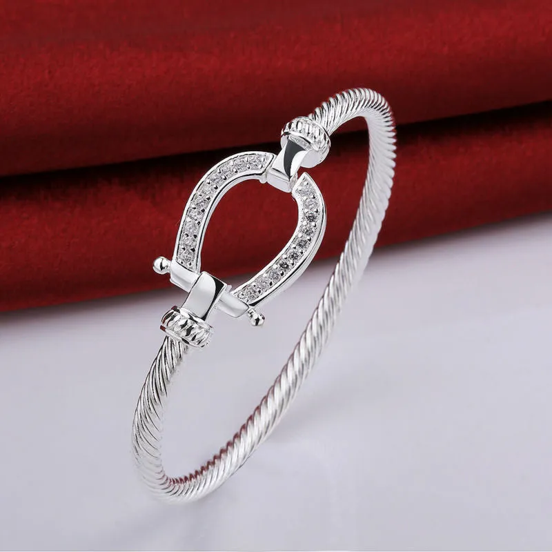 Silver Rhinestone Wrap Cuff Horseshoe Bracelets