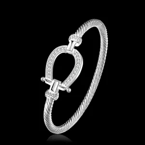 Silver Rhinestone Wrap Cuff Horseshoe Bracelets