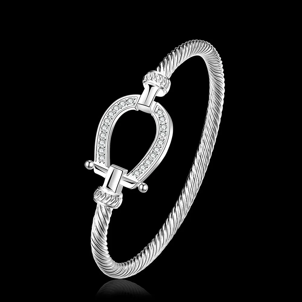 Silver Rhinestone Wrap Cuff Horseshoe Bracelets