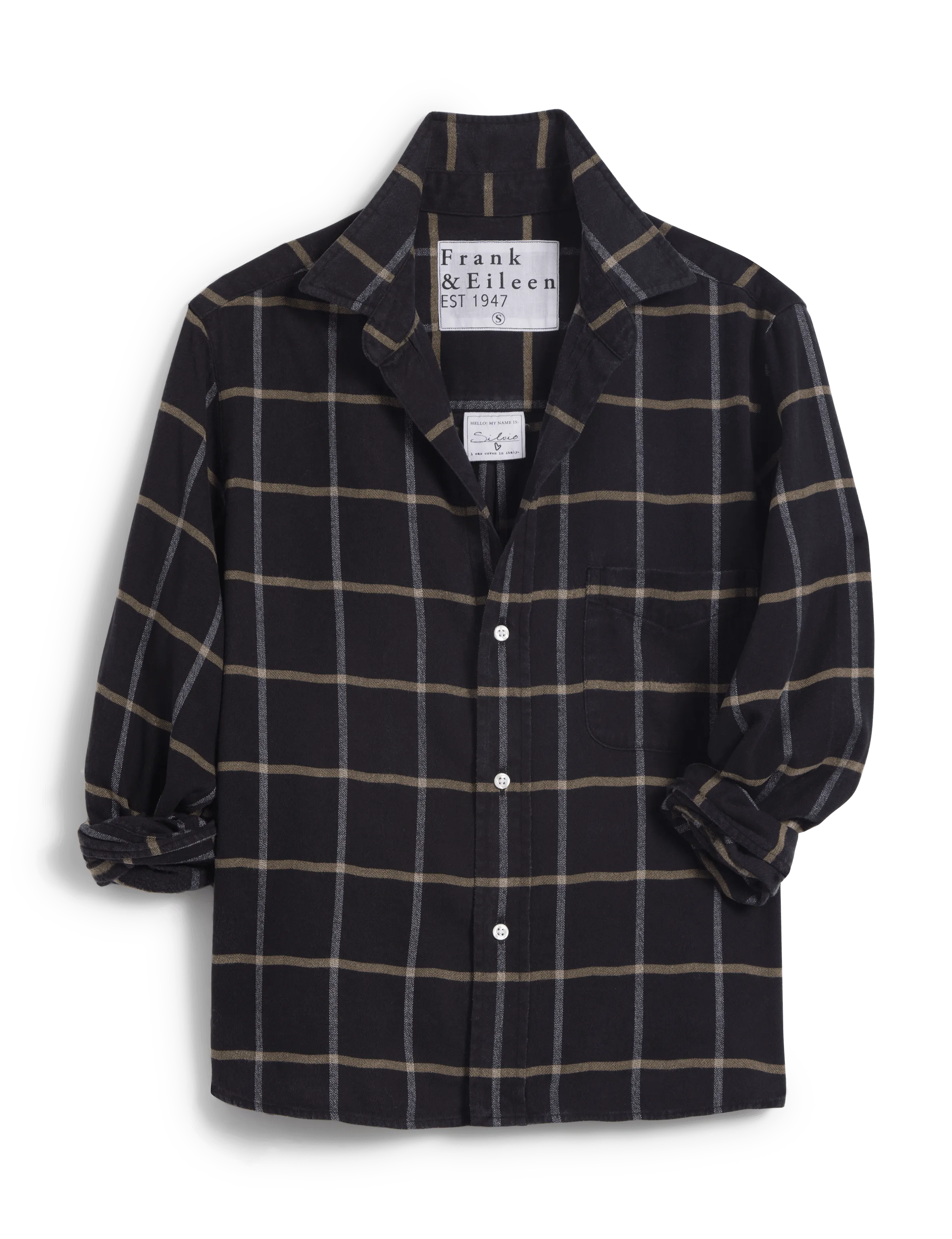 SILVIO Black with Camel Windowpane, Italian Flannel