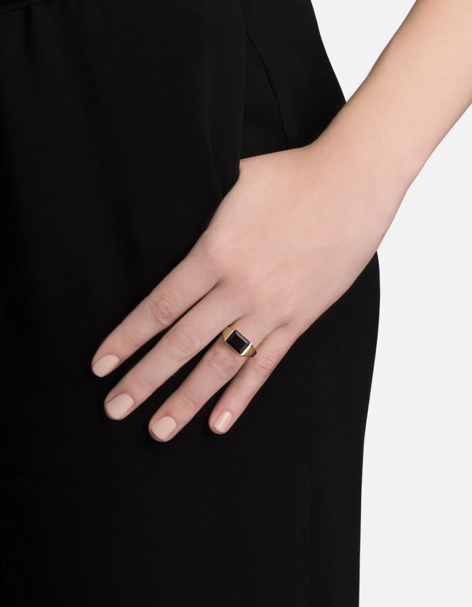 Slim Lennox Onyx Ring, Gold Vermeil