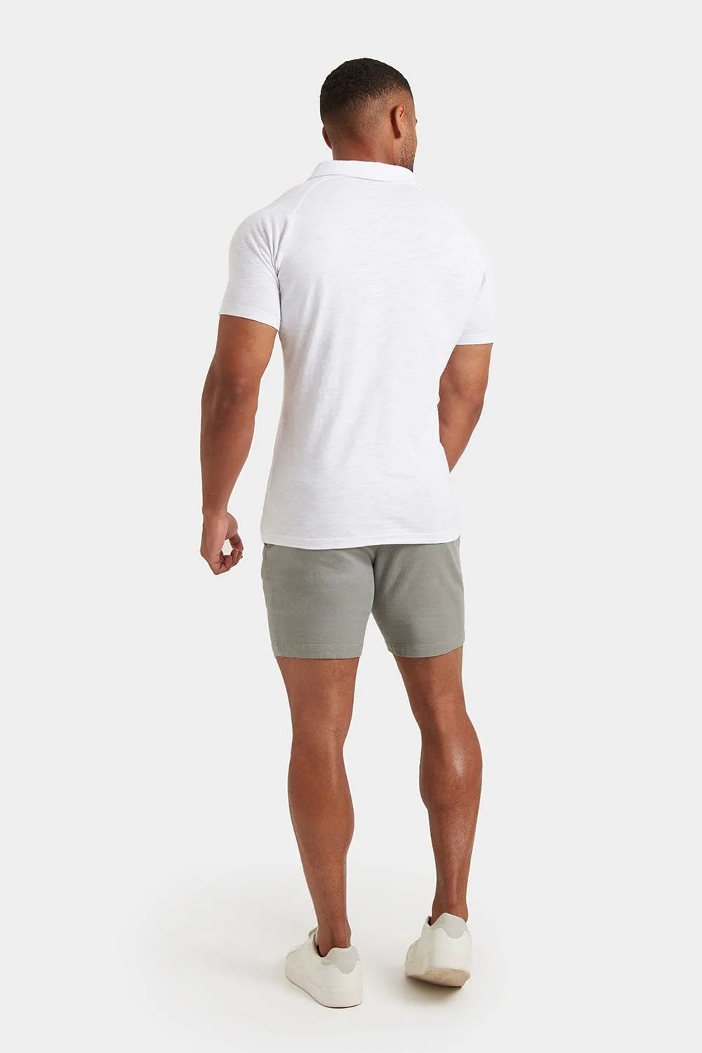 Slub Buttonless Polo in White