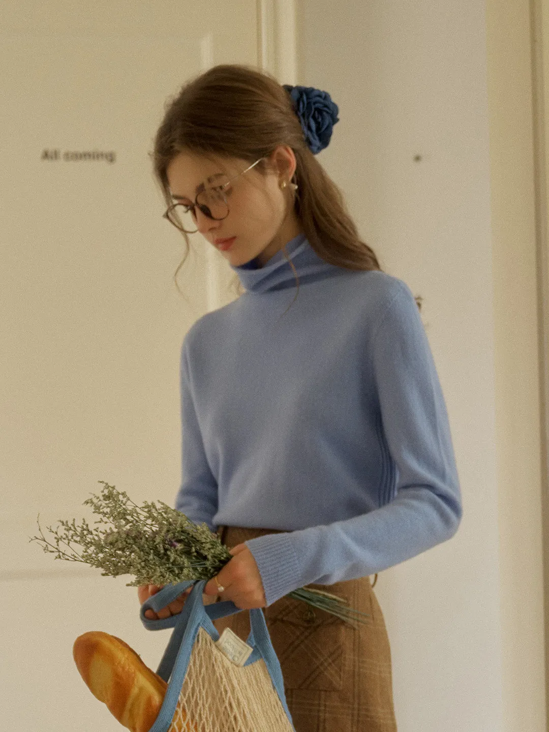 Solana Basic Versatile Turtleneck 100% Wool Sweater - Pink