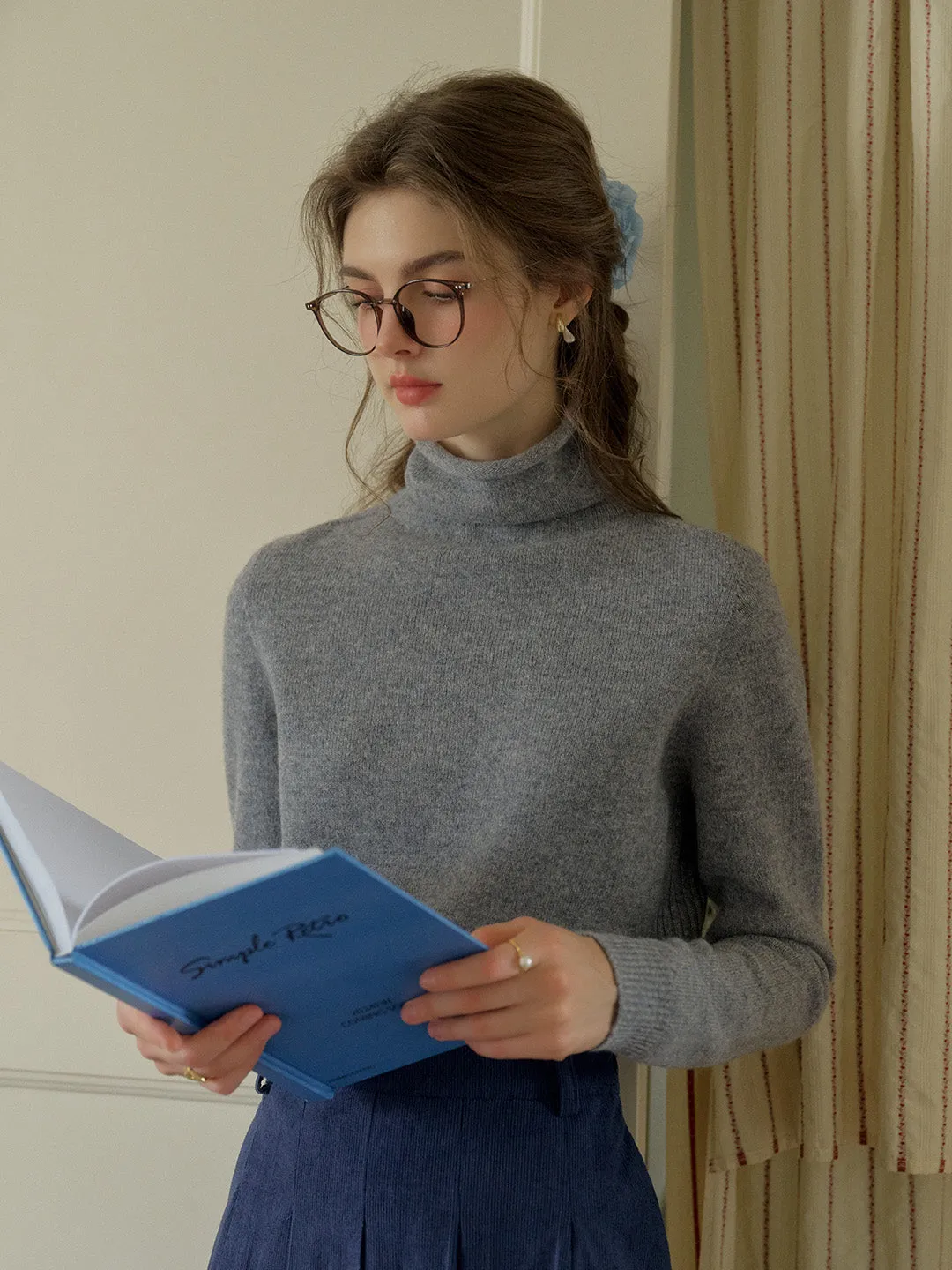 Solana Basic Versatile Turtleneck 100% Wool Sweater - Pink