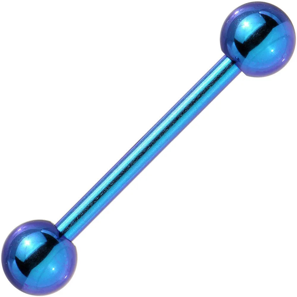 Solid TITANIUM Teal Barbell Tongue Ring