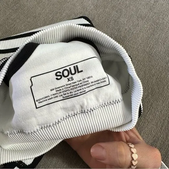 Soul by SoulCycle Black and White Striped Sports Bra XS