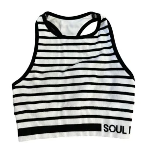 Soul by SoulCycle Black and White Striped Sports Bra XS