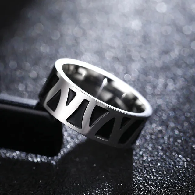 Spectacular 8MM Titanium Pattern Engraved Rings