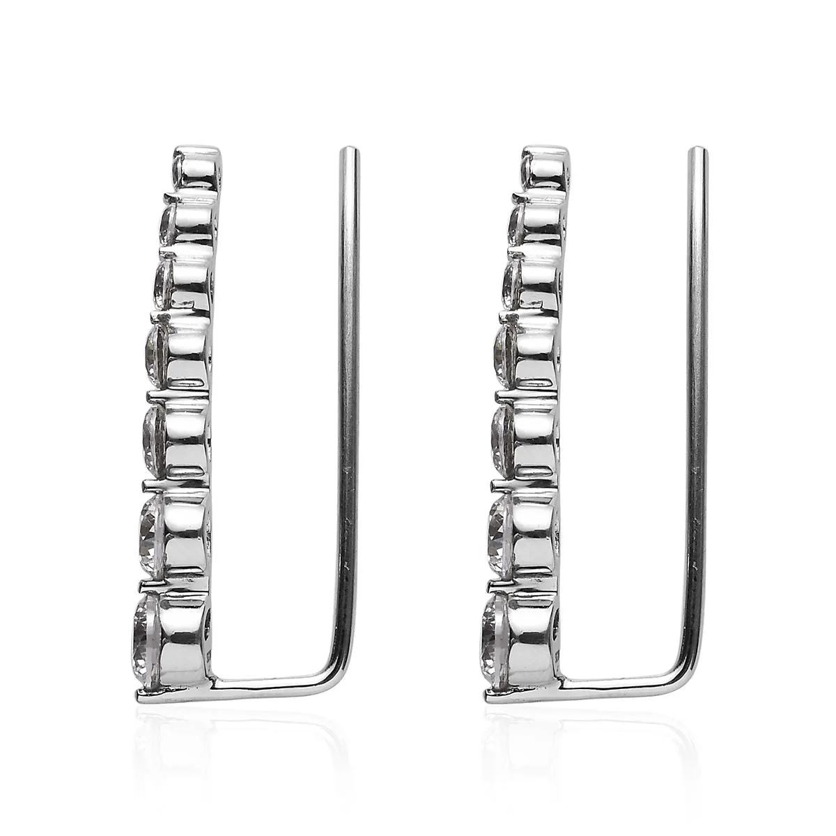 Stainless Steel 7ct Cubic Zirconia Stud & Ear Climber Earrings SET