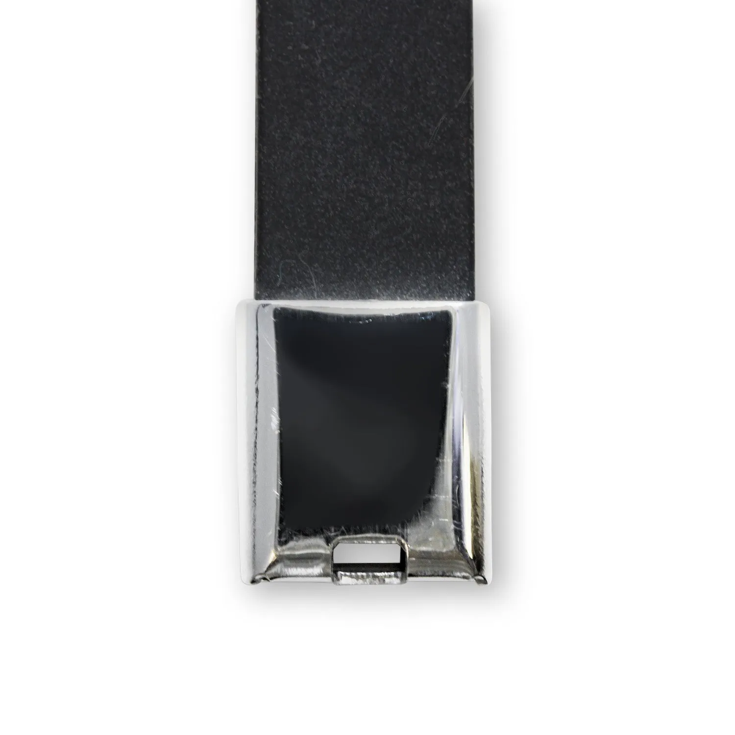 Stainless Steel Black Silver Plated Two Tone Design Rubber Bracelet